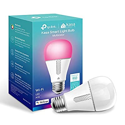 Kasa Color Changing Dimmable WiFi LED Smart Bulb, A19, 9.5W 850 Lumens