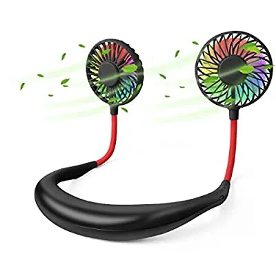 Expired: Tikduck Neck Portable Sports Fans Hand Free Mini USB Rechargeable (Black)