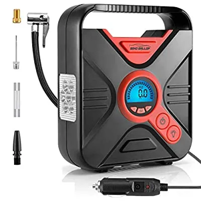 Expired:&nbsp;WindGallop Portable Air Compressor Tire Inflator with Gauge Valve Adaptors LED Light