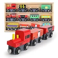 Expired:&nbsp;Wooden Magnetic Train Set 12 Piece fits big brand train tracks