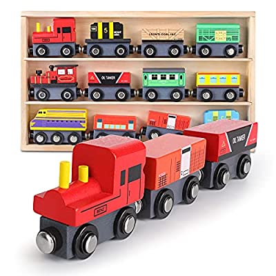 50% off - Expired: Wooden Magnetic Train Set 12 Piece fits big brand train tracks