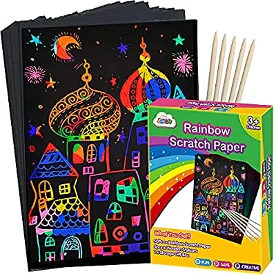 50% off - Expired:&nbsp;ZMLM Rainbow Magic Scratch Paper with 5 Wooden Stylus