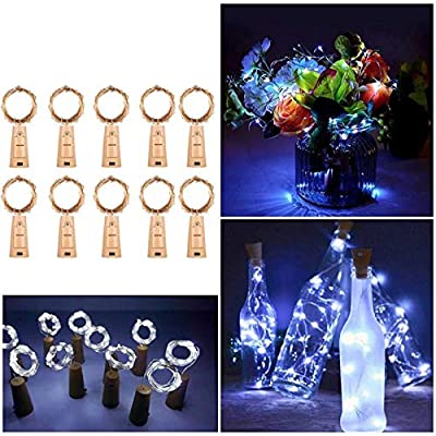 Expired: 10 Pack Bottle Lights with Cork 2M 20 LEDs Copper Wire Battery Operated (Cool White)