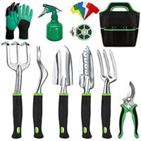 Expired: 11 Pcs Heavy Duty Garden Tools – Aluminum Tools Set with Trowel Pruners and More