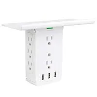 Expired: 11 Port Surge Protector 8 Outlet and 3 USB Ports 3.4A, with Removable Shelf and LED Indicator, FCC Listed, White