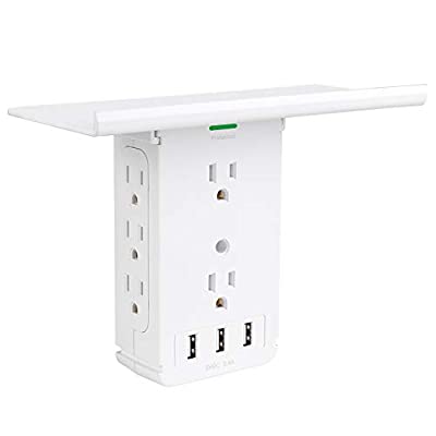 Expired: 11 Port Surge Protector 8 Outlet and 3 USB Ports 3.4A, with Removable Shelf and LED Indicator, FCC Listed, White