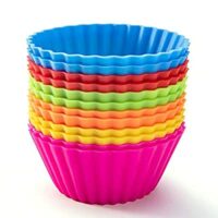 Expired: 12 Pack Reusable Silicone Baking Nonstick Muffin Cups Cake Molds Set