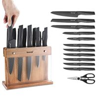 Expired: 13 PCS Ultra Sharp Chef Knives Set with Scissors and Wooden Block