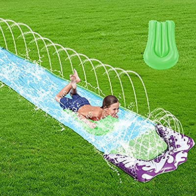 Expired: 16 FT Lawn Water Slip and Slide with Crash Pad and Splash Sprinkler