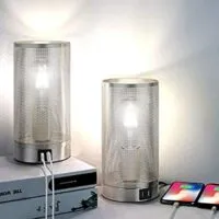 Expired:&nbsp;2 Pack – 3 Way Dimmable Touch Control Table Lamp, 2 USB charging Ports