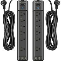 Expired: 2 Pack HITRENDS Surge Protector with 6 AC Outlets & 3 USB Charging Ports