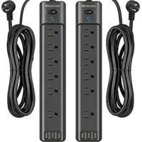 Expired: 2 Pack HITRENDS Surge Protector with 6 AC Outlets & 3 USB Charging Ports