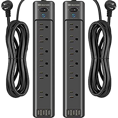 40% off - Expired: 2 Pack HITRENDS Surge Protector with 6 AC Outlets & 3 USB Charging Ports