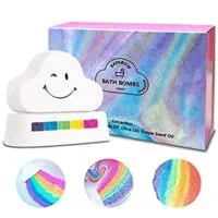 Expired:&nbsp;2 Set Rainbow Cloud Bath Bombs, Handmade with Skin Moisturizing Ingredients