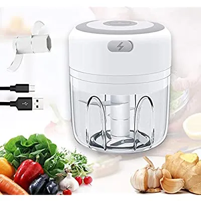 Expired: 250ml Electric Mini Garlic Chopper, Food Slicer And Chopper (White)
