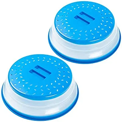Expired:&nbsp;2PCS Collapsible Microwave Splatter Plate Cover, Fruit Drainer Basket, Dishwasher-Safe,10.5 Inch