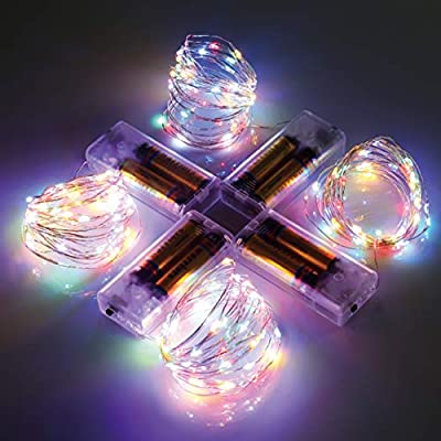 Expired: 4 Pack 16.5Ft 50 LED Multicolor Firefly String Lights, Battery Operated, Waterproof