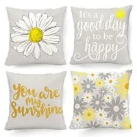 Expired:&nbsp;4 Set Throw Pillow Covers 18 x 18 Sunflower Room Decor