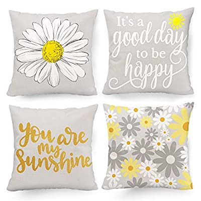 Expired: 4 Set Throw Pillow Covers 18 x 18 Sunflower Room Decor