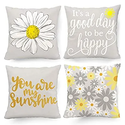80% off - Expired:&nbsp;4 Set Throw Pillow Covers 18 x 18 Sunflower Room Decor