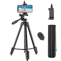 Expired: 54″ Aluminum Lightweight Tripod with Rechargeable Remote for Phones/ GoPro/ Cameras