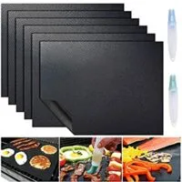 Expired:&nbsp;6 Pack Reusable Large Grill Mat, Non Stick BBQ Grill Mats with Two Oil Brushes