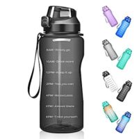 Expired: 64/100 oz Motivational  Water Bottle with Time Marker & Straw, Large