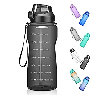 50% off - Expired:&nbsp;64/100 oz Motivational  Water Bottle with Time Marker & Straw, Large