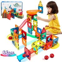 Expired: 85 Pcs Landtaix Pipe Magnetic Tiles/ Blocks with Marble for kids