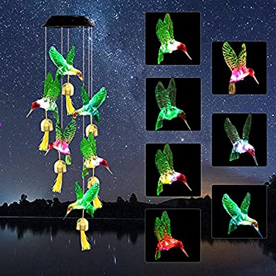 Expired: AKIT Solar Hummingbird Wind Chimes for Outside, IP65 Waterproof, LED Color Changing