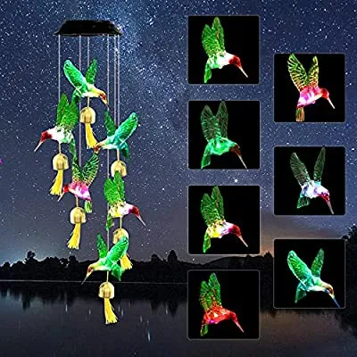 60% off - Expired:&nbsp;AKIT Solar Hummingbird Wind Chimes for Outside, IP65 Waterproof, LED Color Changing