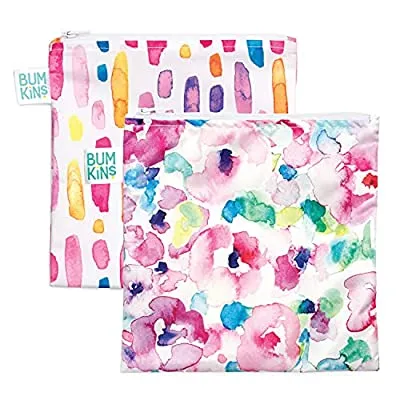2 Pack Bumkins Sandwich Bag / Snack Bag, Food Safe, BPA Free, 7×7