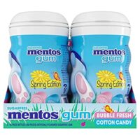 4 Pack Mentos Sugar Free Chewing Gum with Xylitol Bubble Fresh Cotton Candy