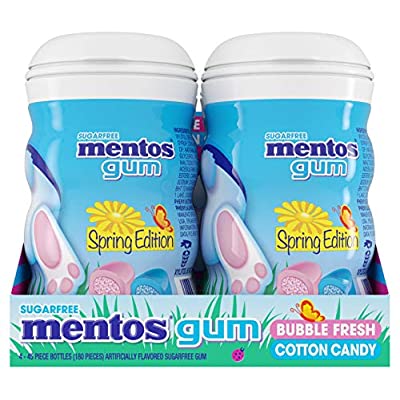 4 Pack Mentos Sugar Free Chewing Gum with Xylitol Bubble Fresh Cotton Candy - $12.40 ($24.05)