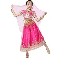 Expired:&nbsp;Bollywood Dance Costume – Sari Noble Dance Outfit with Head Veil for Girls