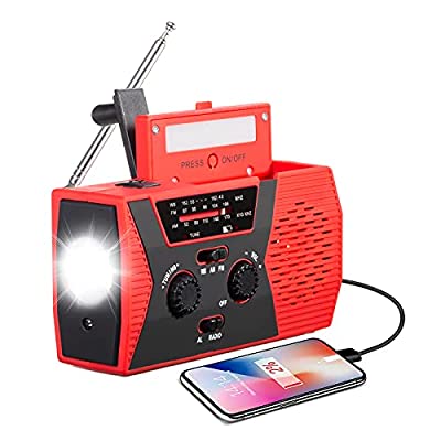 55% off - Expired: EAXCK Emergency Solar Hand Crank Radio,4000mAH with LED Flashlight, Reading Lamp, Charger, SOS Alert