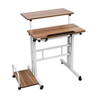 Laptop Workstation with Side Storage, Locking Wheels, Large, Oak