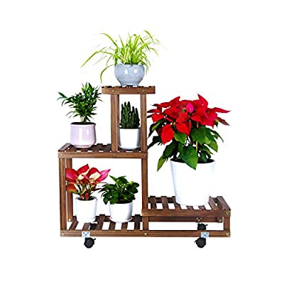 Expired: FOLDIFY 4 Tier Wood Plant Stand with Wheels