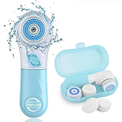 50% off - Expired: Facial Cleansing Brush Waterproof With 5 Exfoliating Heads, Rotary Spin