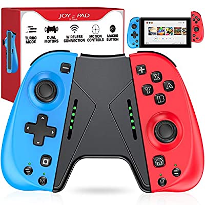 58% off - Expired: Joy Pad Controller for Nintendo Switch with Macro Button and Grip Stand (Red+Blue)