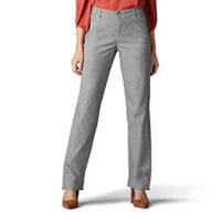 Lee Women’s Wrinkle Free Relaxed Fit Straight Leg Pant, Ash Heather