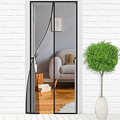 Expired:&nbsp;Magnetic Screen Door Mesh Net: 39 X 83 inches Black Heavy Duty Self Closing Screens
