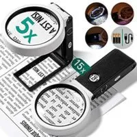 Expired:&nbsp;Magnifying Glass with 8 LED Light, 15X 5X Handheld and Standing Magnifying Glass