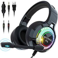 Expired: Nivava Gaming Headset for PS4, 5, Xbox One, PC, Nintendo Switch, K6 (Black)