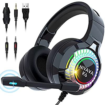 60% off - Expired: Nivava Gaming Headset for PS4, 5, Xbox One, PC, Nintendo Switch, K6 (Black)