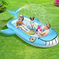Expired:&nbsp;OOWOLF 70” Inflatable Splash Pad Sprinkler Pool for Kid Outdoor Play
