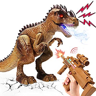 Expired: RC T Rex React to Shooting, Spraying & Walking Dinosaur Toys with Roaring