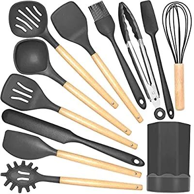 Expired:&nbsp;Silicone Kitchen Utensils Set with Holder – Non-stick/464°F Heat Resistant/BPA Free