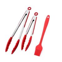 Expired: Stainless Steel Silicone Kitchen Cooking Tongs Set of 2-12 and 9 Inch, Red