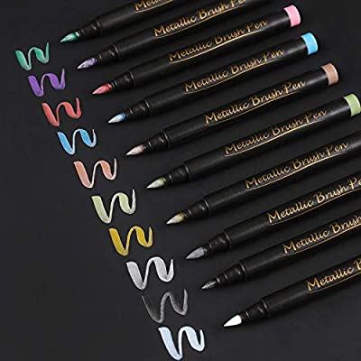 60% off - Expired: Sunshilor Brush Tip Metallic Marker Pens, 10 Colors